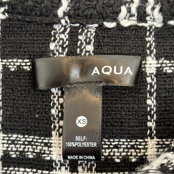 Aqua Plaid Shacket Shirt Jacket Tweed Black White XS ASO Selena Gomez NEW - Picture 12 of 15